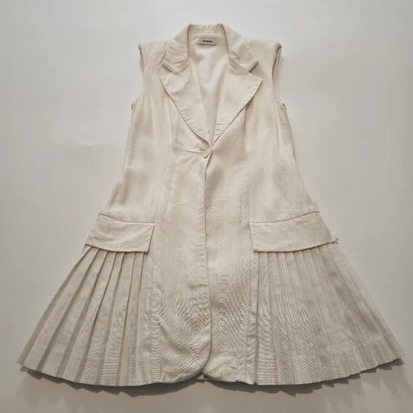 Sandro Carine Sleeveless Mini Casual Dress V-neck Sleeveless Front button - Picture 2 of 13